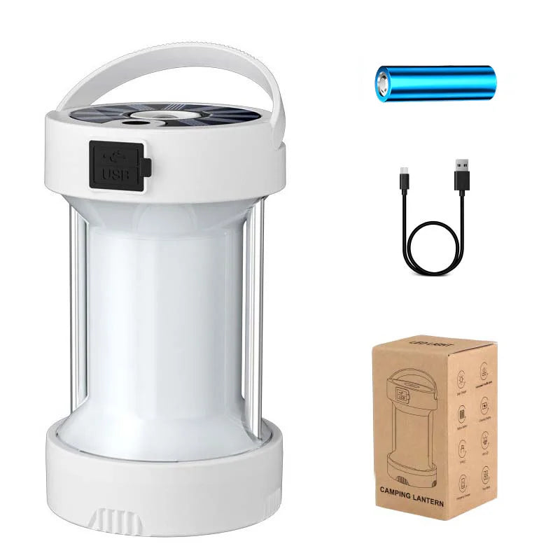 Solar LED Camping Lantern Light Outdoor Waterproof Emergency Rechargeable Multifunctional Portable Tent Flashlight