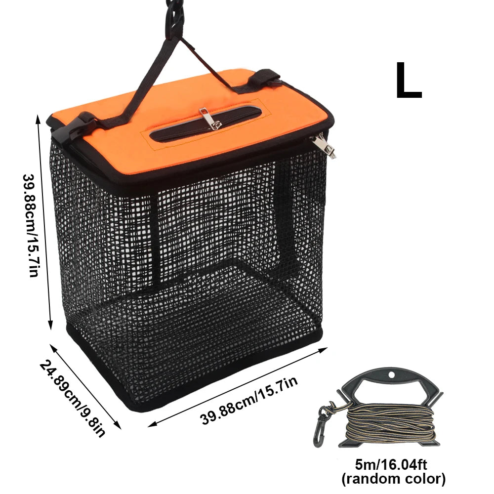 Floating Fish Basket Fish Basket for Caught Fish Foldable Fishing Holder Minnow Bucket Portable Collapsible Mesh Fishing Bait