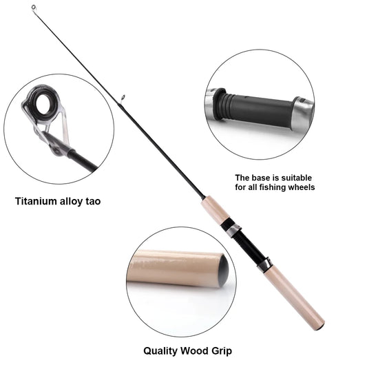 FISH KING Ice Fishing Rod Winter Short Fiber Telescopic Pole Portable Fish Trackle Accessories for Freshwater Saltwater