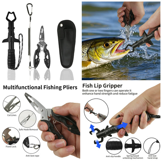 Fishing Tool Kit Fishing Net with Pliers Hook Remover Fish Gripper for Kayak Durable Foldable Fishing Tool Accessories Man Gifts