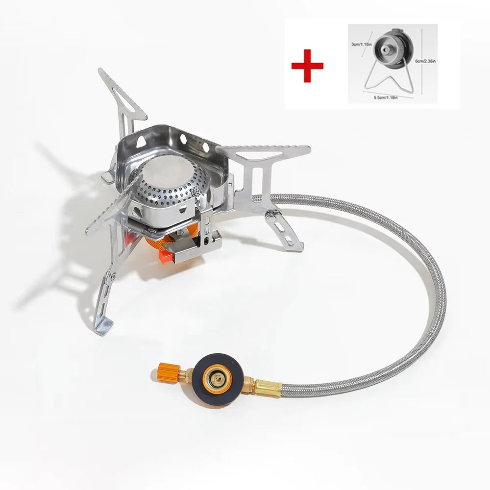 3000W Camping Gas Stove Picnic Burner Hiking Fishing Gas Burner Backpacking Small Furnace Outdoor Camp Travel Kitchen Cookware