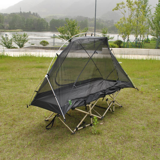 Waterproof and Windproof 1 Person Tent, Camping Tent,Aluminum Pole Backpacking Tent Can Be Cot Bed Tent Not Include the Bed
