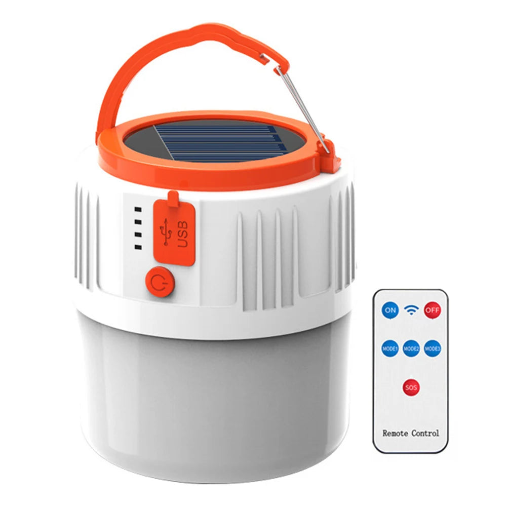 Solar Camping Light LED Bulb Portable Hanging Lantern USB Rechargeable Power Bank Outdoor BBQ Tents Lamp Hanging Emergency Light