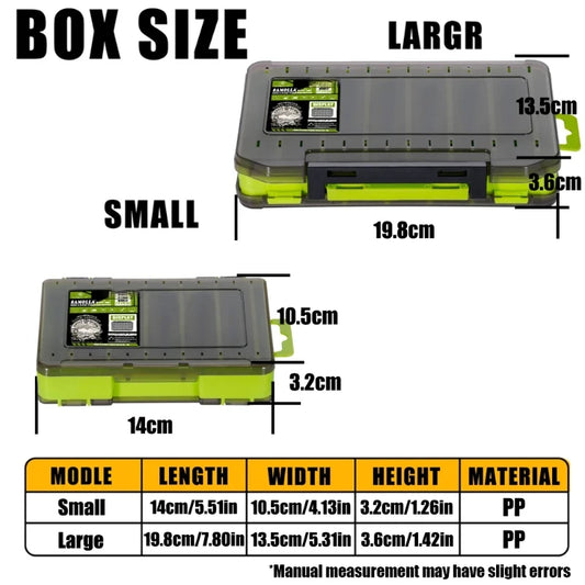 Fishing Tackle Box 14 Compartments Fishing Accessories Lure Hook Storage Case Double Sided Fishing Tool Organizer Boxes