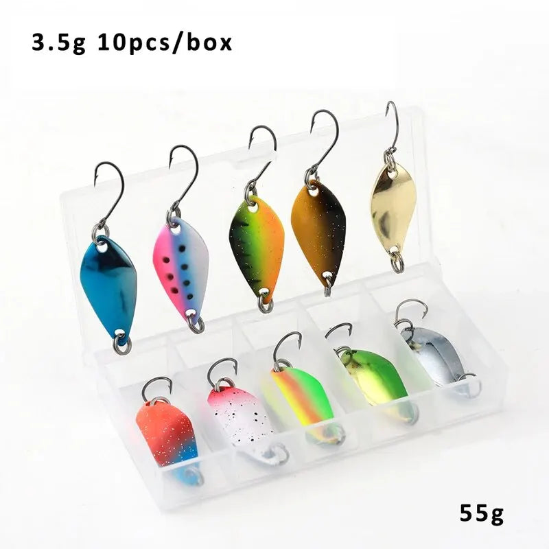 2.5g/3.5g/5g Fishing Kit Jig Spoon Lure Bait Set Hard Metal Spinner Wobbler Spoon Trout Bass Area Fishing Gear Lure Spoon Bait