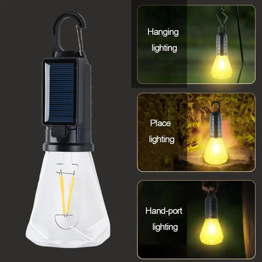 Solar Powered Camping Light Portable Led Outdoor Yard Tent Hanging Light Solar Lantern For Emergency Waterproof Rechargeable