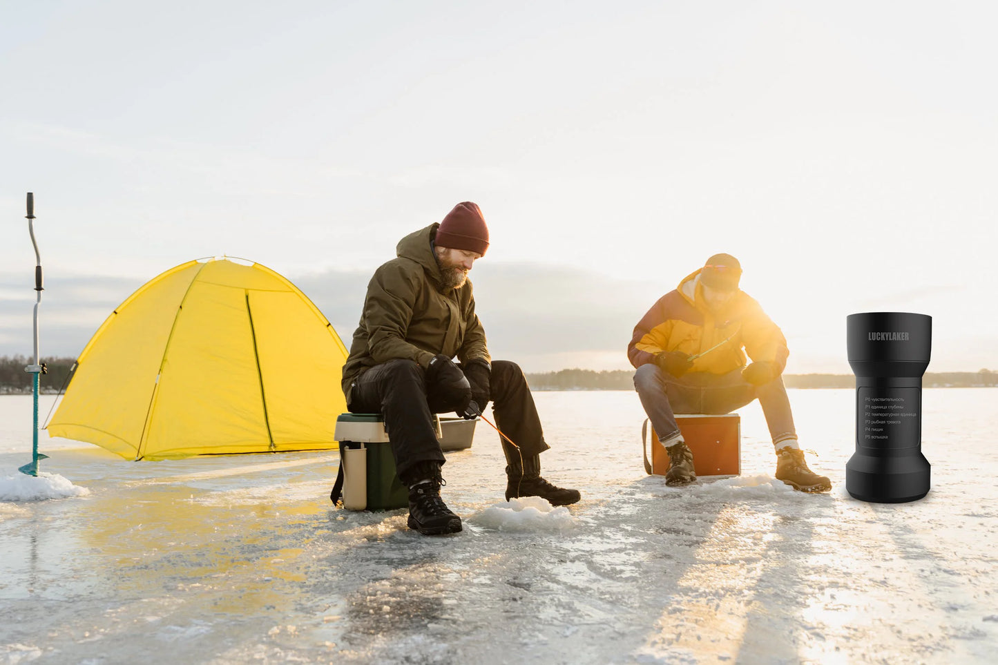 LUCKY FF202 Ice Fishing Finder Ice surface detection 328ft/100m Depth fishing tool Russia Manua and menu