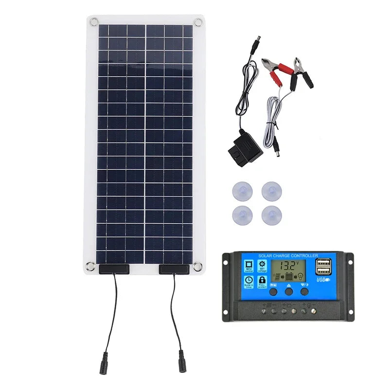 Polycrystalline 100W Solar Panel with Controller 18V Solars Charging Plate Outdoor Camping Power Station Powerful Solar Panels