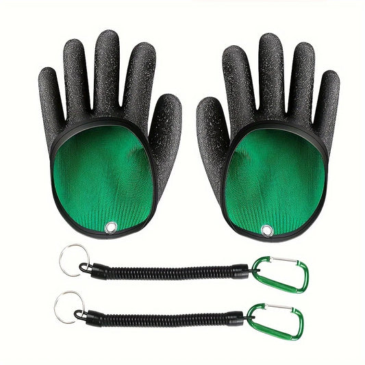 1 Pair Non-Slip Fishing Gloves with Lanyard, Waterproof Saltwater Fishing Gloves-Fishing-Specific Design, Essential Fishing Gear