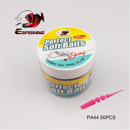 ESFISHING Worm Lures Ice Fishing Bait Soft Polaris 42mm 50pcs Sinking Lures Pesca Cheap Fishing Tackle Spinnerbait Ice Fishing