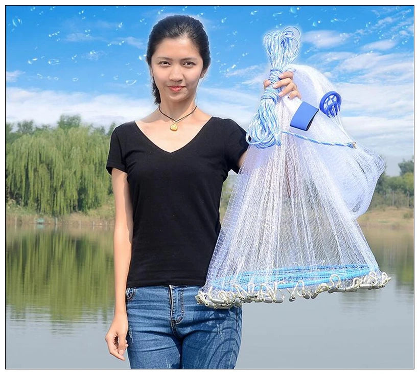 Finefish Cast Net Catch Fishing  Net Small Mesh American Style Throw Network Outdoor Hunting Tool