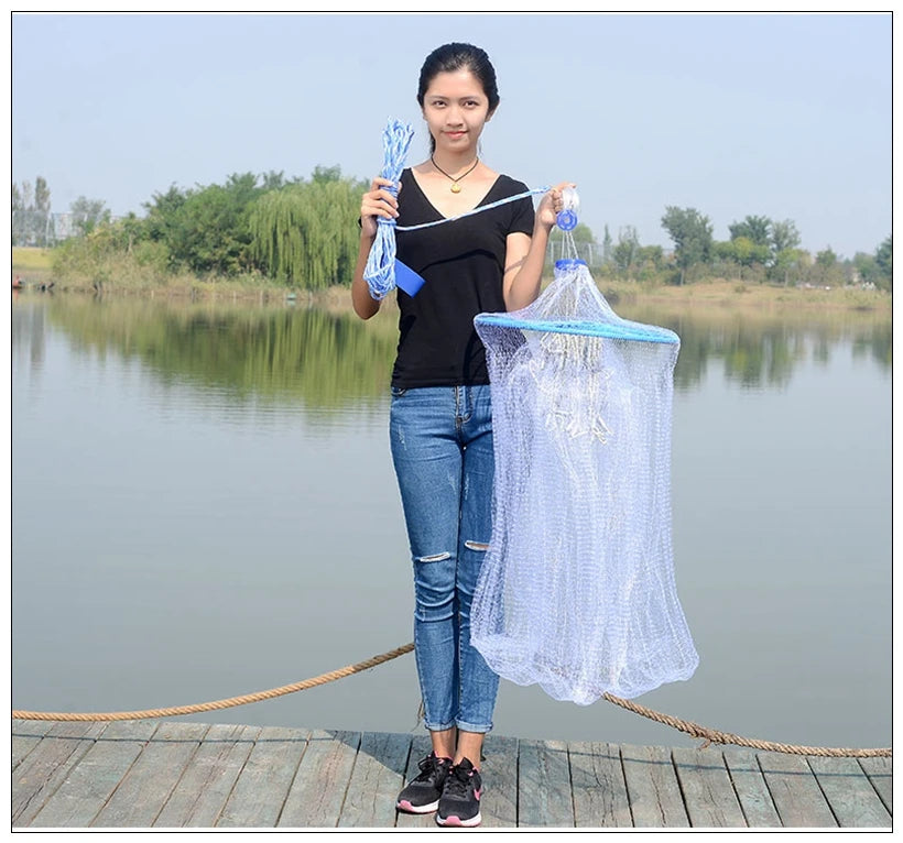 Finefish Cast Net Catch Fishing  Net Small Mesh American Style Throw Network Outdoor Hunting Tool