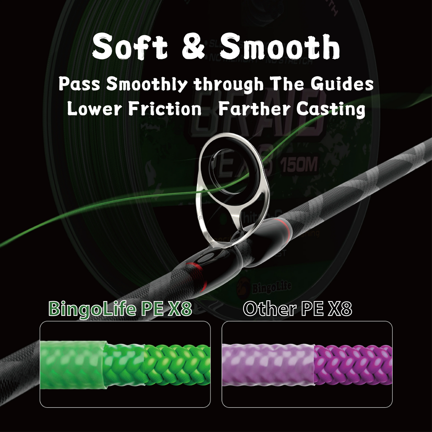 Japanese UHMWPE High Quality Material PEX8 164 Yard Braid Line Thinner Diameter Smooth Fishing PE Dyneema Braided Fishing Line