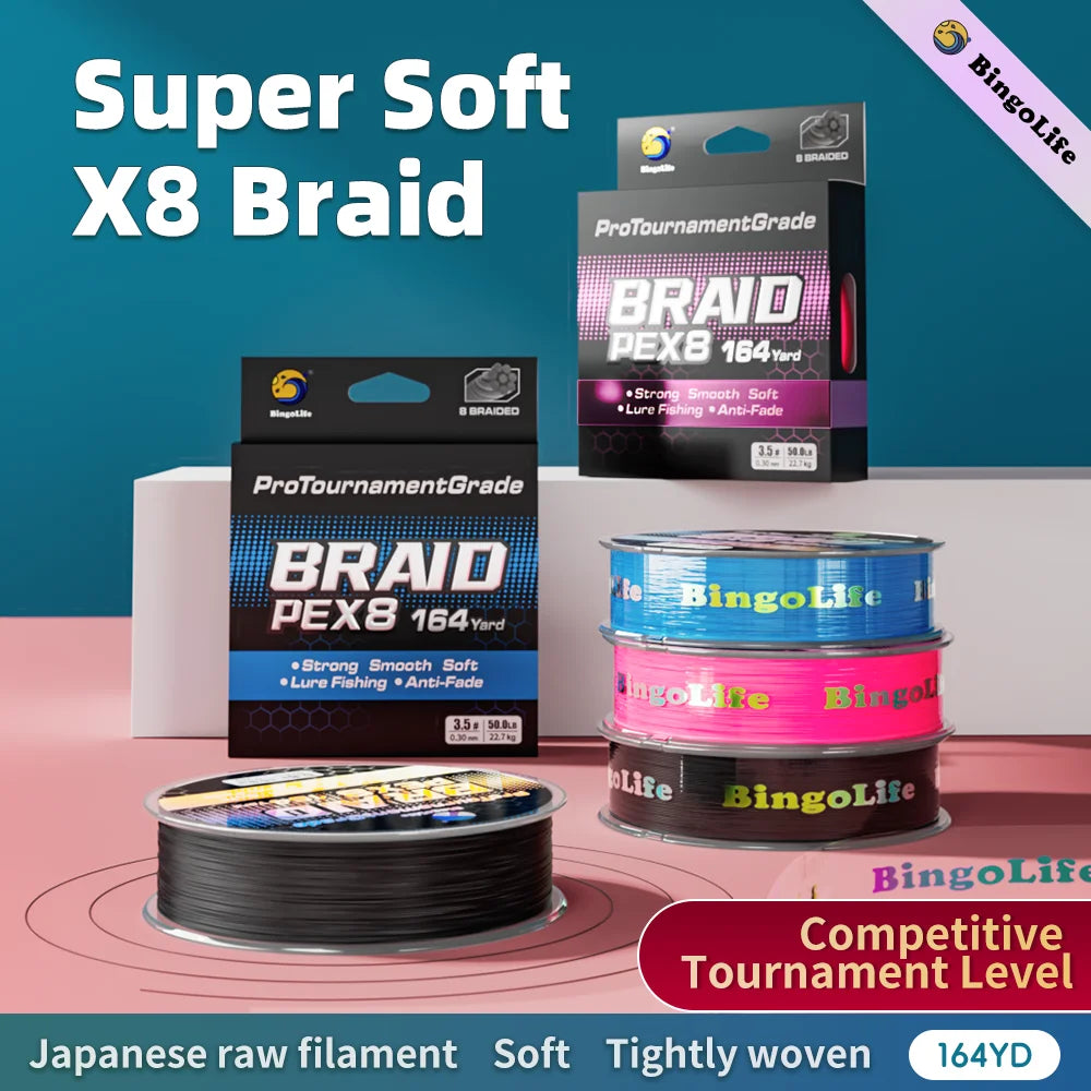 Pink Color Braid Line PEX8 Japanese UHMWPE  Material Anti-Fade Durable Strong Wear-Resistant Freshwater PE Dyneema Fishing Line