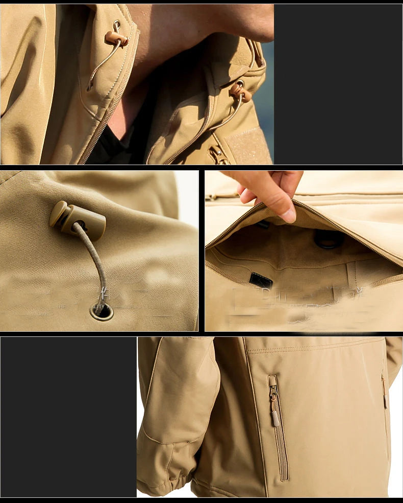 Men's Winter Autumn Softshell Fleece Jackets Waterproof Outdoor Fishing Hiking Hunting Thermal Camping Cargo Coats Warm M-5XL