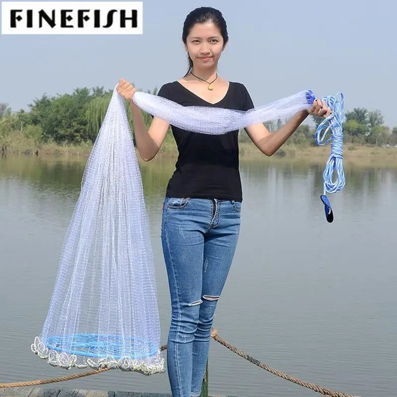 Finefish Cast Net Catch Fishing  Net Small Mesh American Style Throw Network Outdoor Hunting Tool