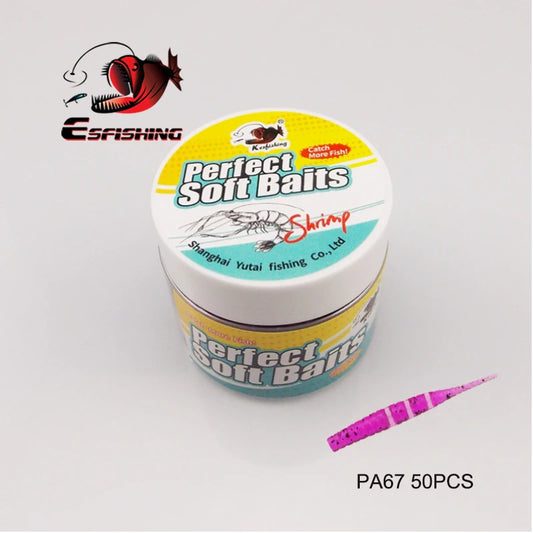 ESFISHING Worm Lures Ice Fishing Bait Soft Polaris 42mm 50pcs Sinking Lures Pesca Cheap Fishing Tackle Spinnerbait Ice Fishing