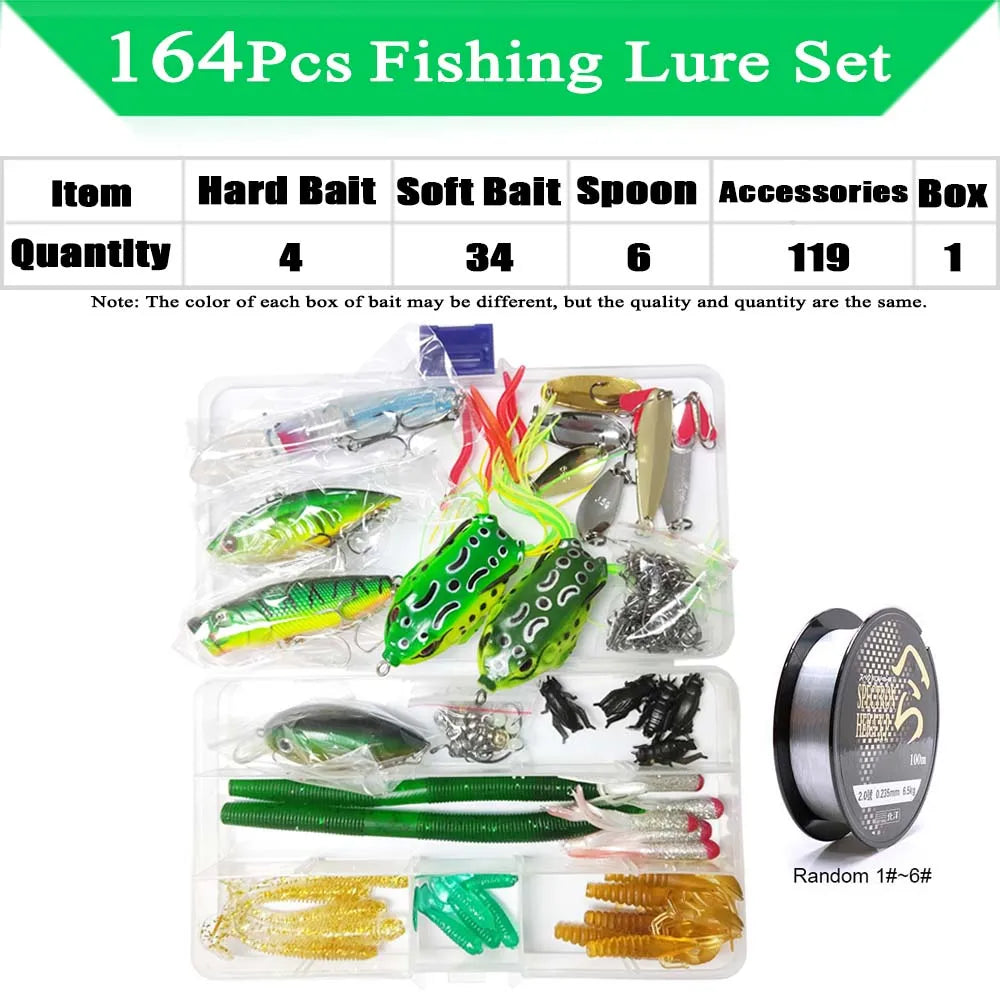 Fishing Lure Kit Soft and Hard Bait Set Gear Layer Minnow Metal Jig Spoon For Bass Pike Crank Tackle Accessories with Box