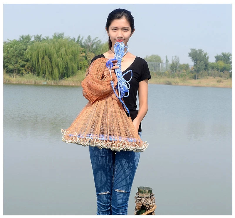 Finefish Cast Net Catch Fishing  Net Small Mesh American Style Throw Network Outdoor Hunting Tool