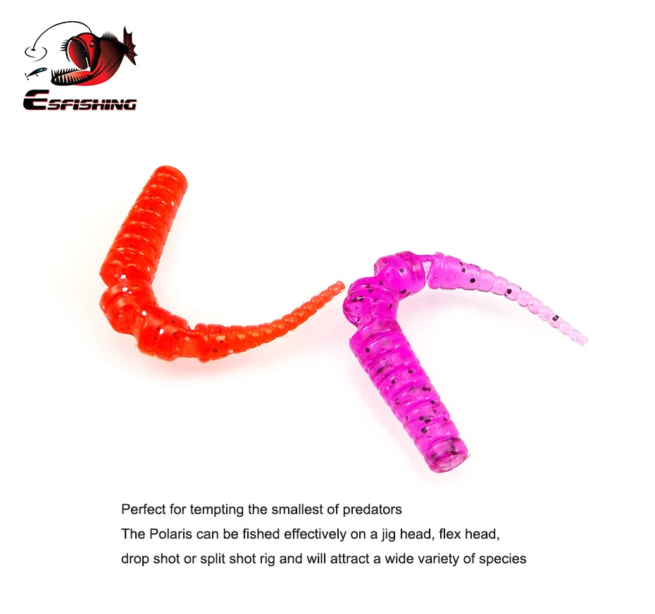 ESFISHING Worm Lures Ice Fishing Bait Soft Polaris 42mm 50pcs Sinking Lures Pesca Cheap Fishing Tackle Spinnerbait Ice Fishing