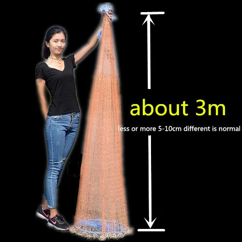 Finefish Cast Net Catch Fishing  Net Small Mesh American Style Throw Network Outdoor Hunting Tool