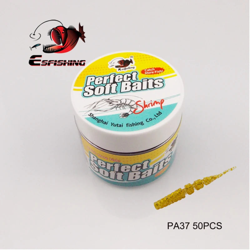 ESFISHING Worm Lures Ice Fishing Bait Soft Polaris 42mm 50pcs Sinking Lures Pesca Cheap Fishing Tackle Spinnerbait Ice Fishing