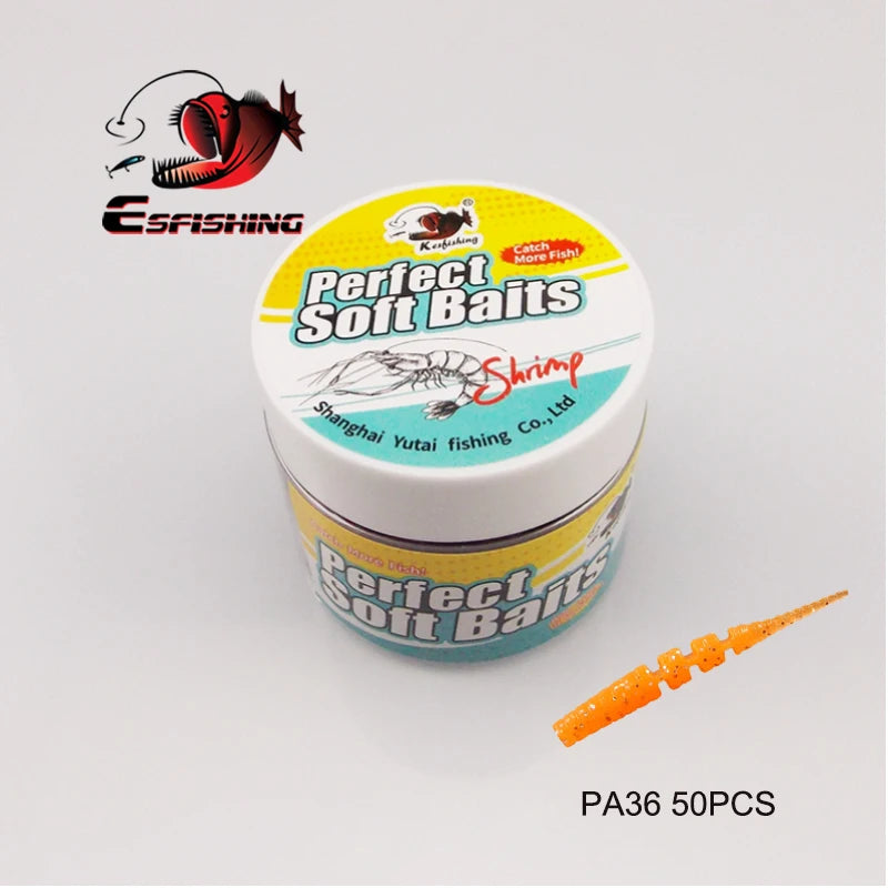 ESFISHING Worm Lures Ice Fishing Bait Soft Polaris 42mm 50pcs Sinking Lures Pesca Cheap Fishing Tackle Spinnerbait Ice Fishing