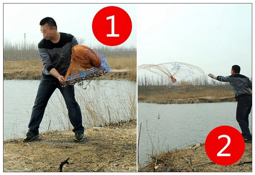 Finefish Cast Net Catch Fishing  Net Small Mesh American Style Throw Network Outdoor Hunting Tool