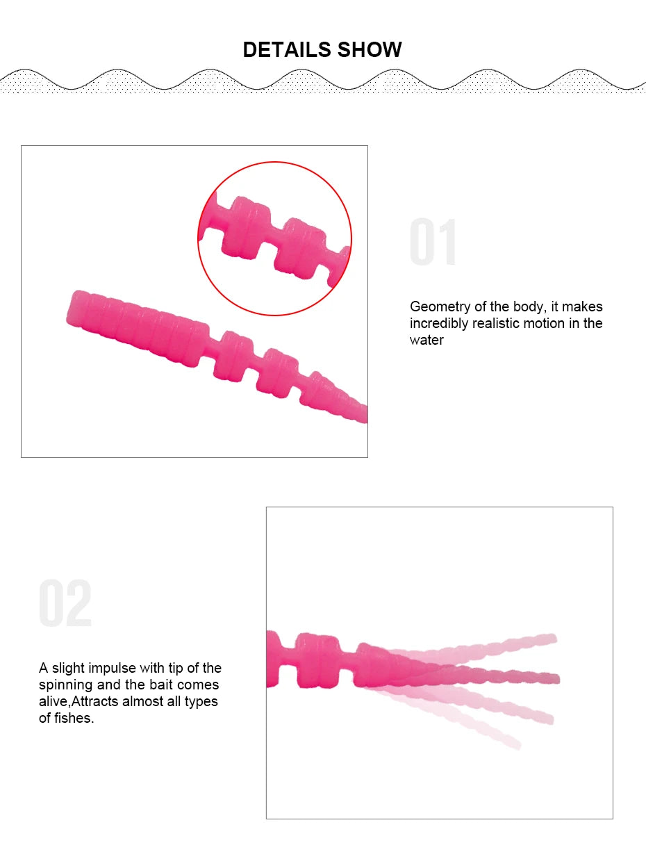 ESFISHING Worm Lures Ice Fishing Bait Soft Polaris 42mm 50pcs Sinking Lures Pesca Cheap Fishing Tackle Spinnerbait Ice Fishing