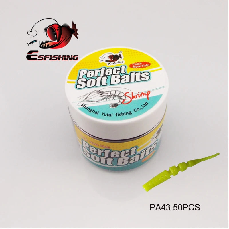 ESFISHING Worm Lures Ice Fishing Bait Soft Polaris 42mm 50pcs Sinking Lures Pesca Cheap Fishing Tackle Spinnerbait Ice Fishing