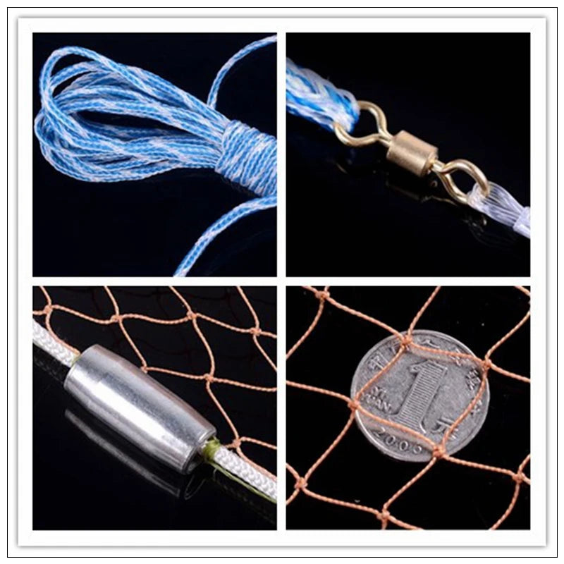 Finefish Cast Net Catch Fishing  Net Small Mesh American Style Throw Network Outdoor Hunting Tool