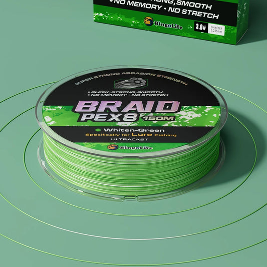 Japanese UHMWPE High Quality Material PEX8 164 Yard Braid Line Thinner Diameter Smooth Fishing PE Dyneema Braided Fishing Line