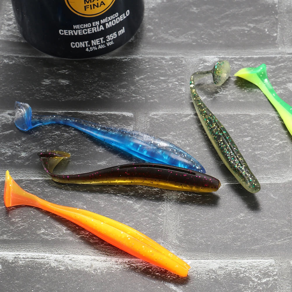 10PCS Soft Lure 5.5cm 7cm 10cm T Tail Worm 3PCS Jigging Head Hook 3g 5g 10g Metal Jig Carp Fishing Pesca Swimbait Gear Kit Bait