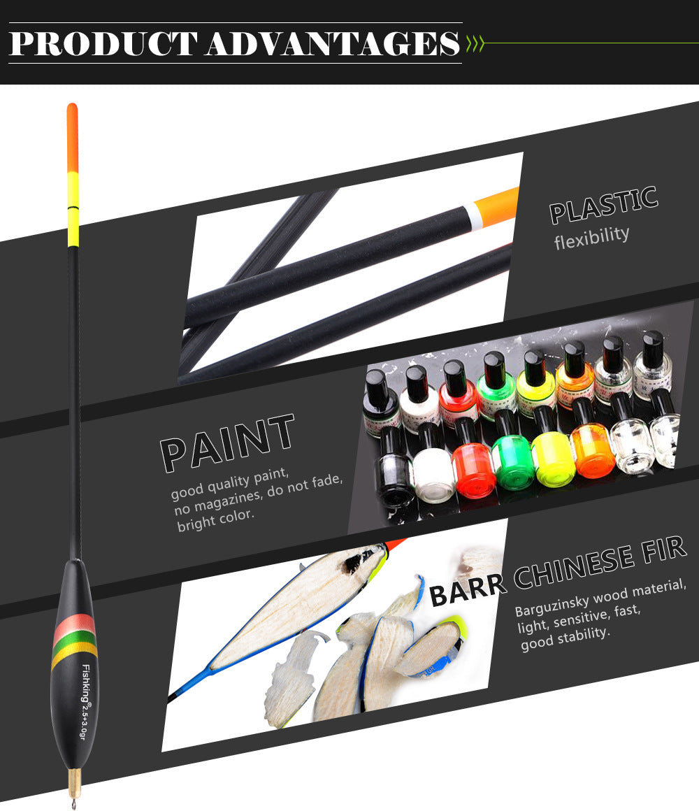 5 pieces of outdoor fishing gear accessories for fishing float with lead shirt wood, large buoyancy, and thickened tail