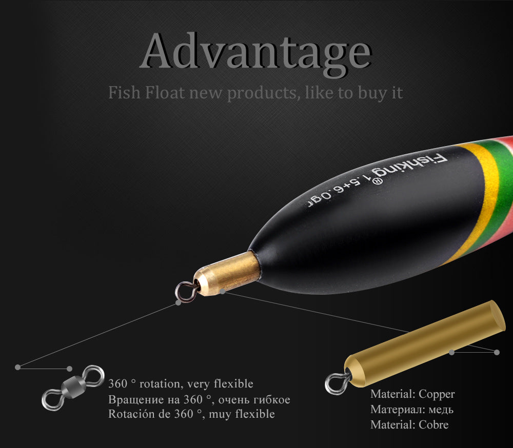 5 pieces of outdoor fishing gear accessories for fishing float with lead shirt wood, large buoyancy, and thickened tail