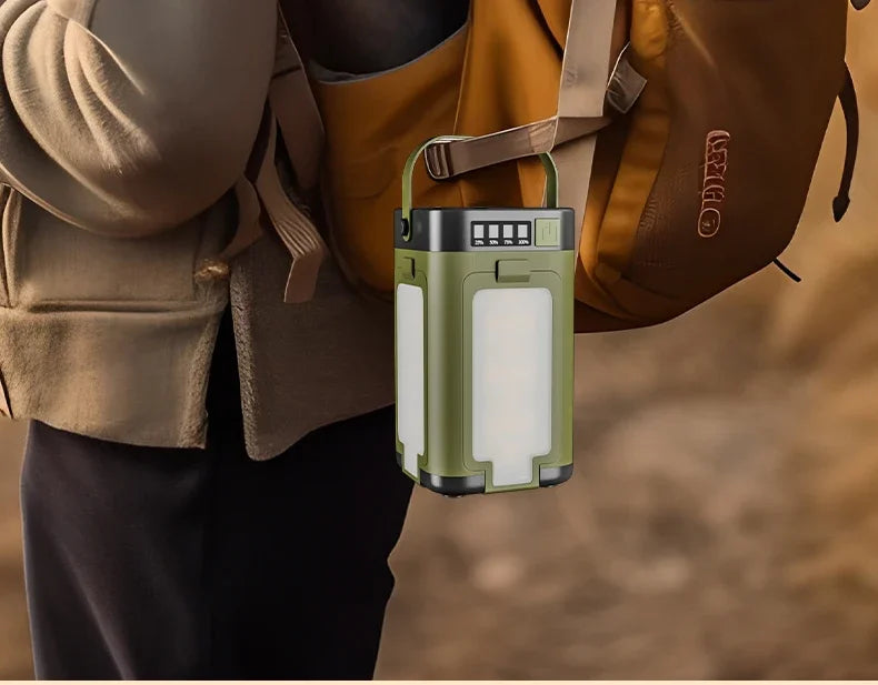 Solar Camping Light，USB/Solar Recharge Portable Lamp with 2000mAh Battery 6 Lighting Modes Outdoor Portable Hanging Tent Light