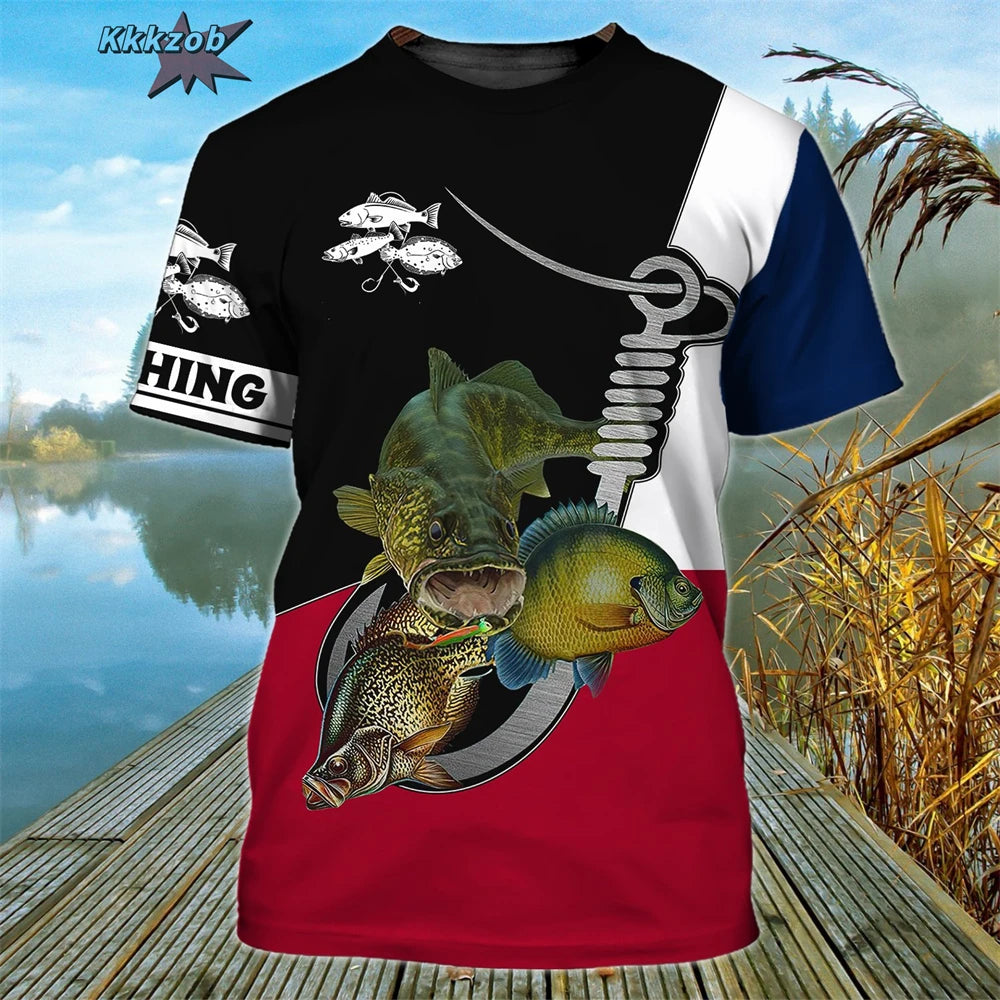 Men's Clothing 3D Fishing Pattern Printed Short Sleeve Oversized T-Shirt Fishing Fishing Outdoor Clothing Short Sleeve Top