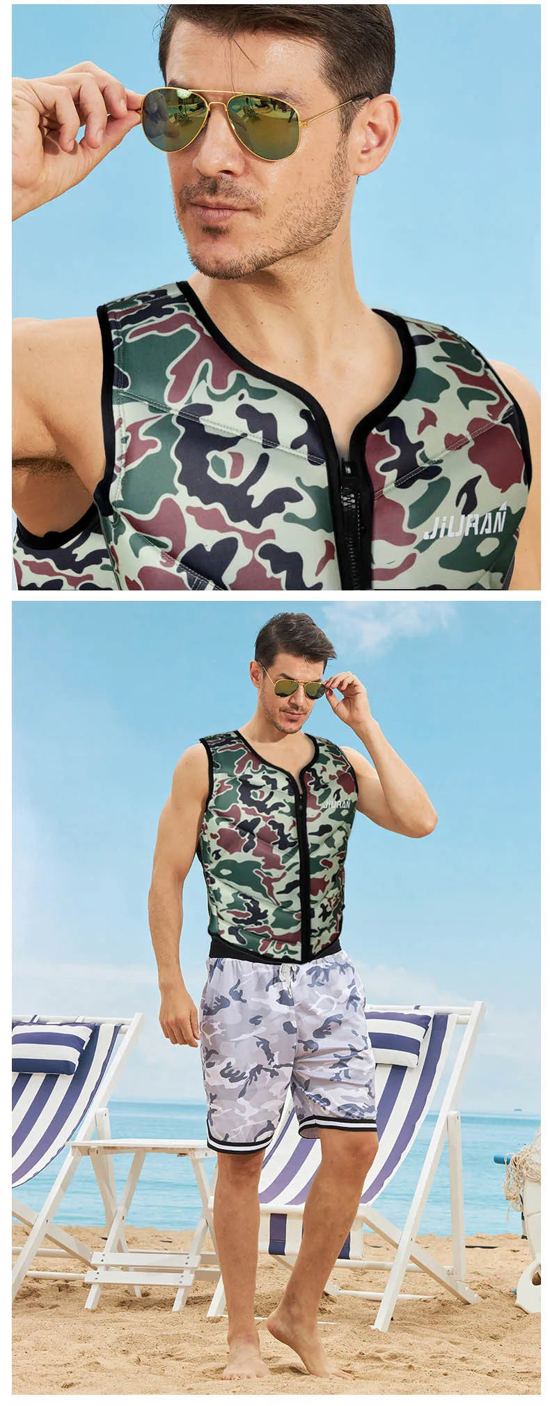 Lightweight Breathable Summer Camouflage Fishing Vest with Built-in Life Jacket for Adults and Kids No Strap Design Life Vest