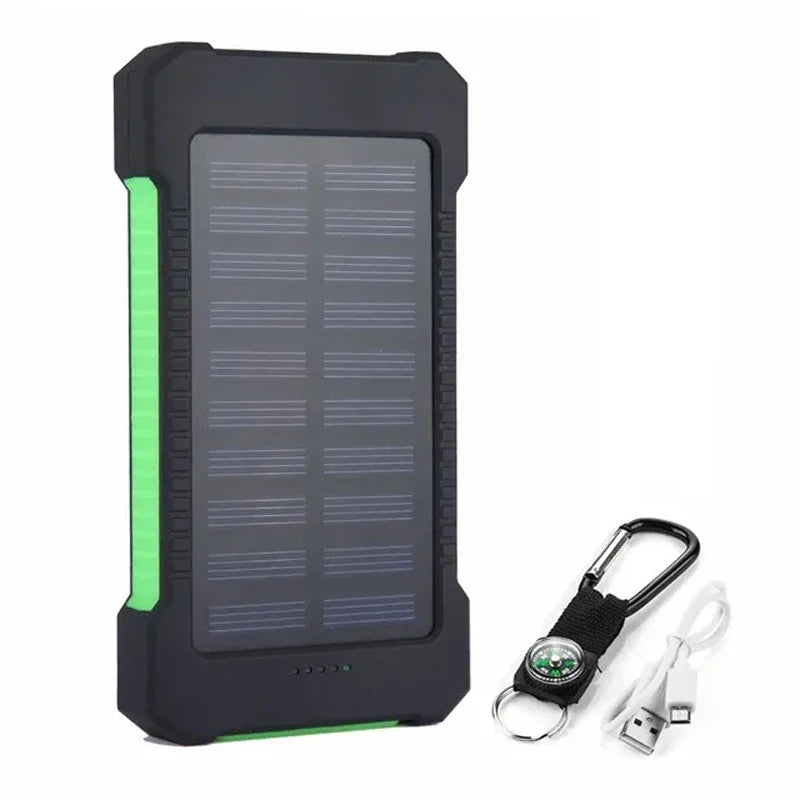 Solar Power Bank 20000mAh Charging Portable Charger Phone External Battery with SOS Flashlight 2-USB Outdoor Powerbank