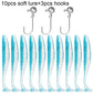 10PCS Soft Lure 5.5cm 7cm 10cm T Tail Worm 3PCS Jigging Head Hook 3g 5g 10g Metal Jig Carp Fishing Pesca Swimbait Gear Kit Bait