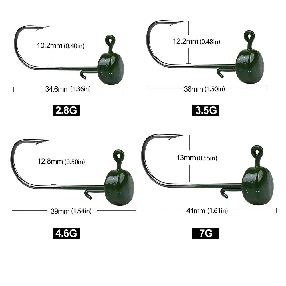 5pcs Fishing Hooks 2.8g 3.5g 4.6g 7g Ned Mushroom Head Jig Sharp Barbed Hook For Soft Worm Lures Jigging Fishing Tools