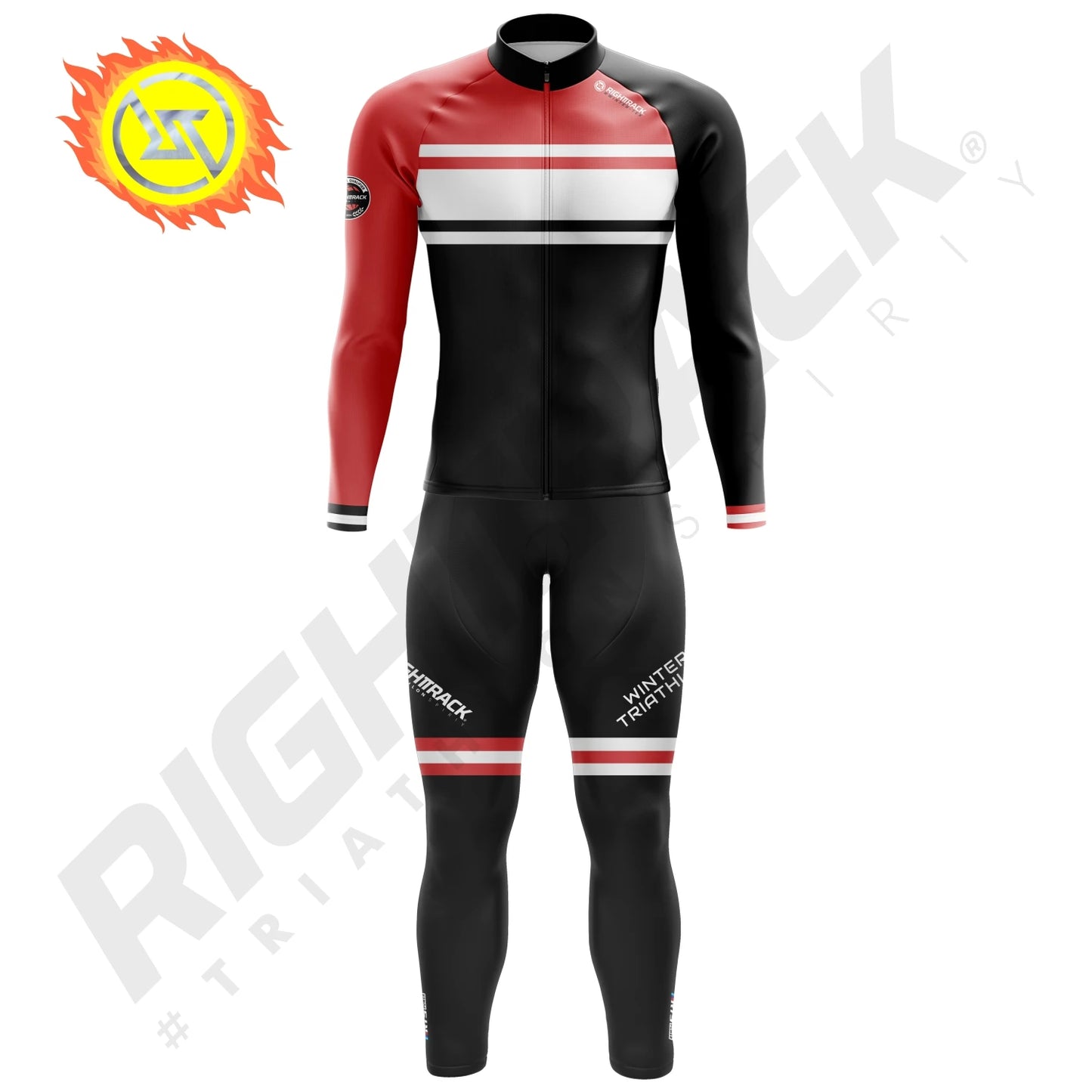 Pro Winter Triathlon Trisuit Thermal Fleece Long Sleeve Skinsuit Skiing Cycling Running Skating RIGHTTRACK Sports Apparel