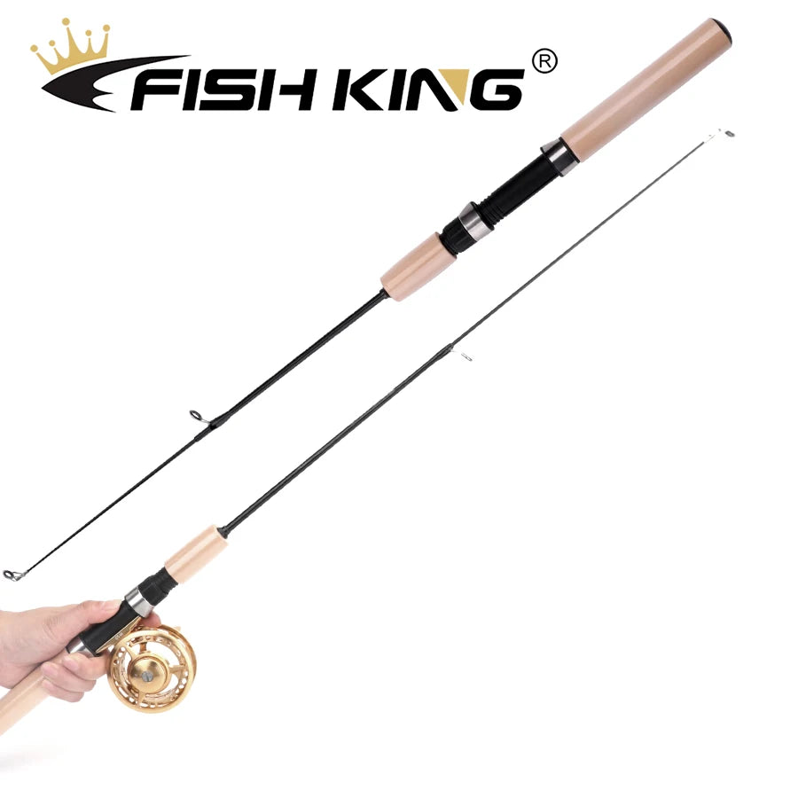 FISH KING Ice Fishing Rod Winter Short Fiber Telescopic Pole Portable Fish Trackle Accessories for Freshwater Saltwater