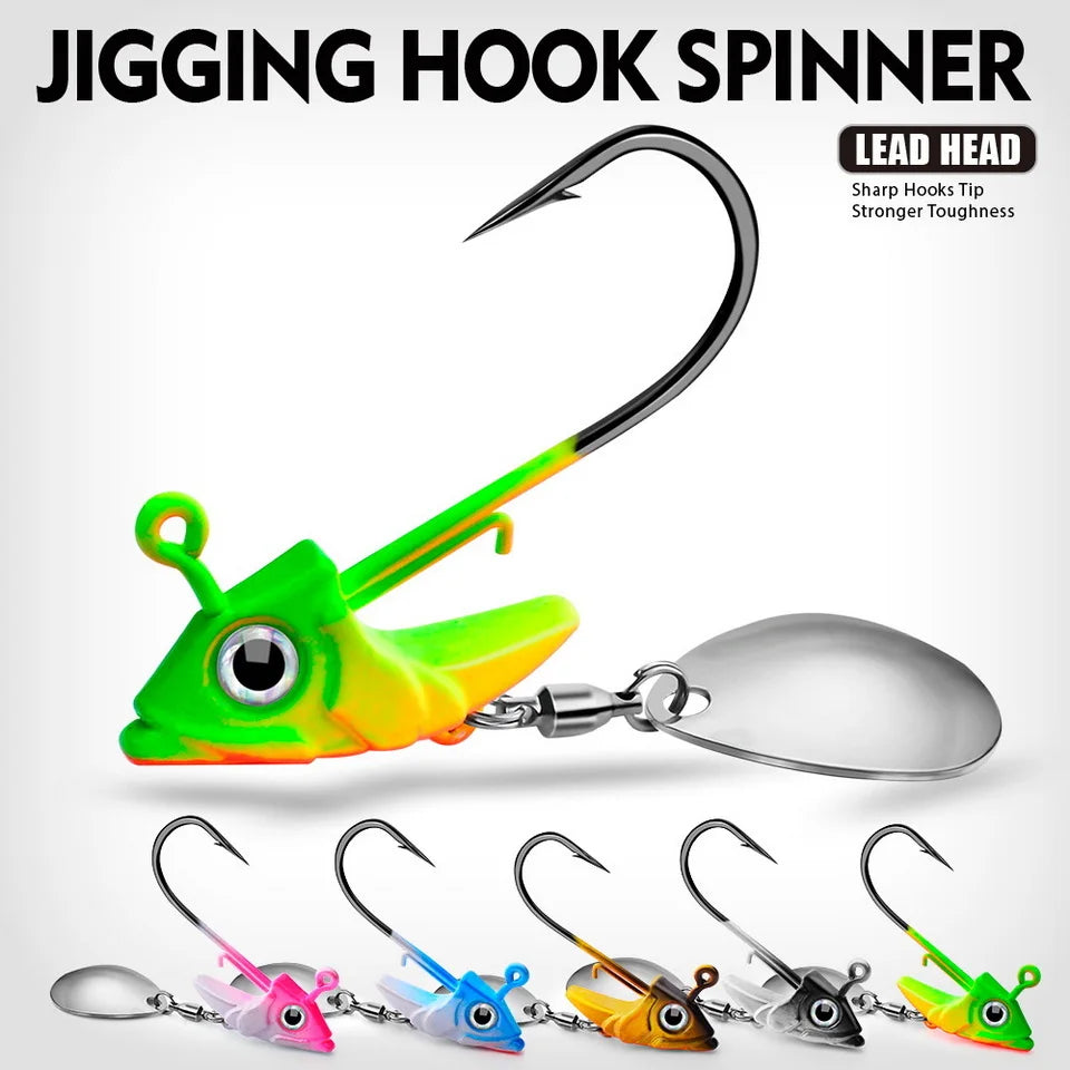 1pc Jig Head 7.5g 10.5g 15g Fishing Lures Sinking Rotating Sequin Metal Spoons Fishing Hooks Jigging Jigs Fishhook Baits Tackle