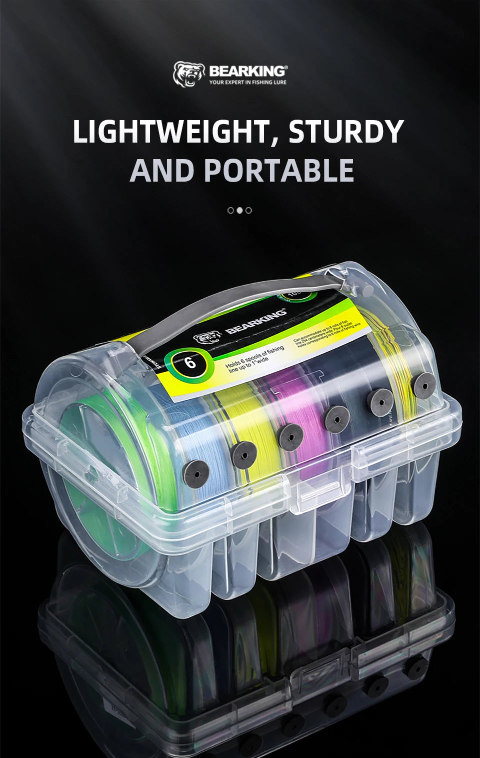 BEARKING Fishing Tackle box 6 Compartments Fishing Accessories Line Hook Storage Case Double Sided Fishing Tool organizer boxes