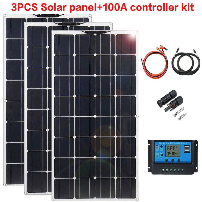 2000W solar panel, 18V flexible solar panel, efficient portable power supply, emergency charging, boat energy vehicle, household