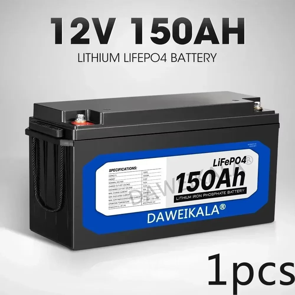 12V battery 20Ah 50Ah 100Ah 150Ah 200Ah LiFePo4 Battery Pack Lithium Iron Phosphate Batteries Built-in BMS For Solar Boat No Tax