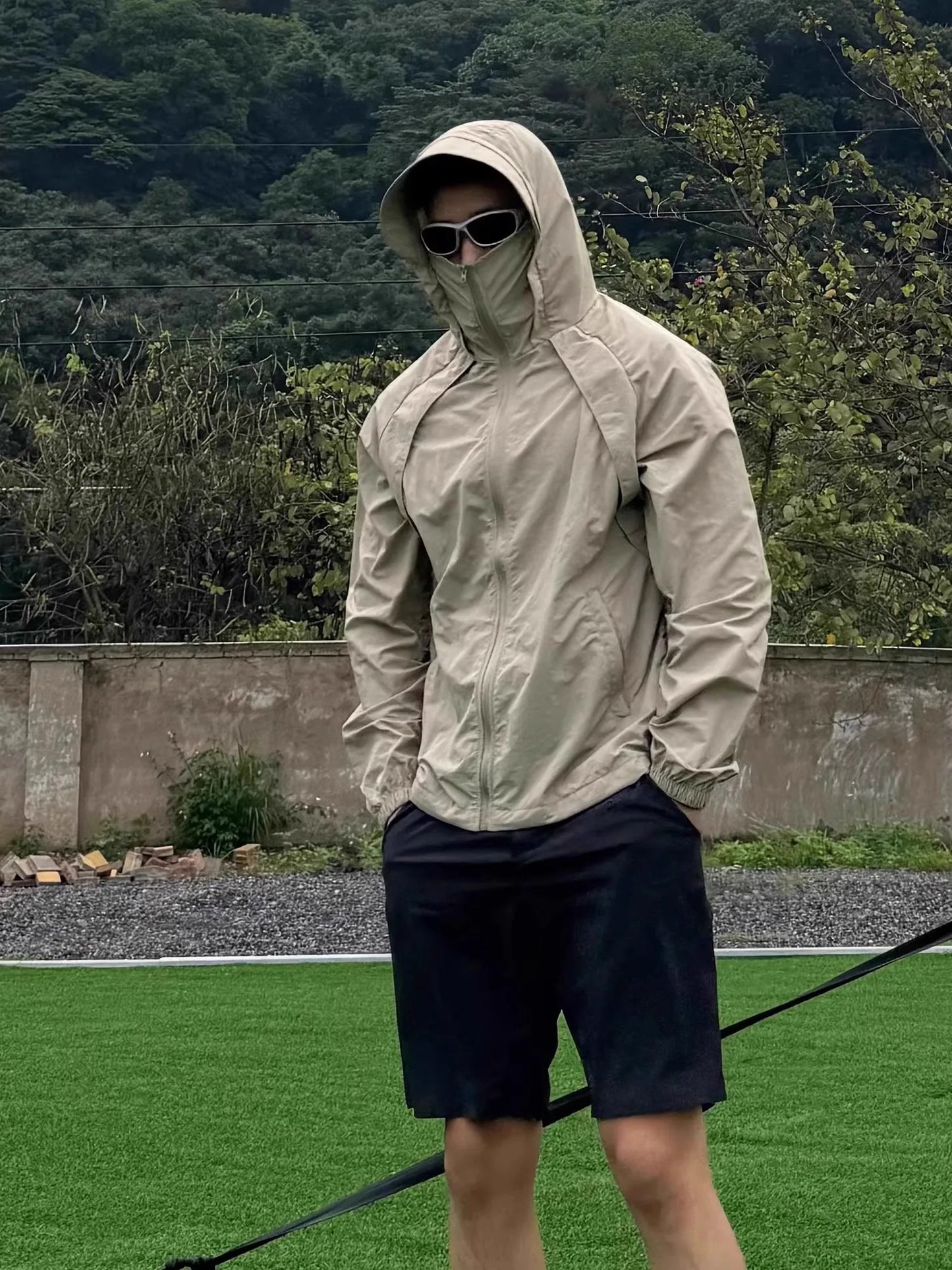 Ice Silk Hated Sun Protection Clothing Men's Summer Thin Breathable Outdoor Climbing Suit Workwear Jaet Loose Fit Casual En...