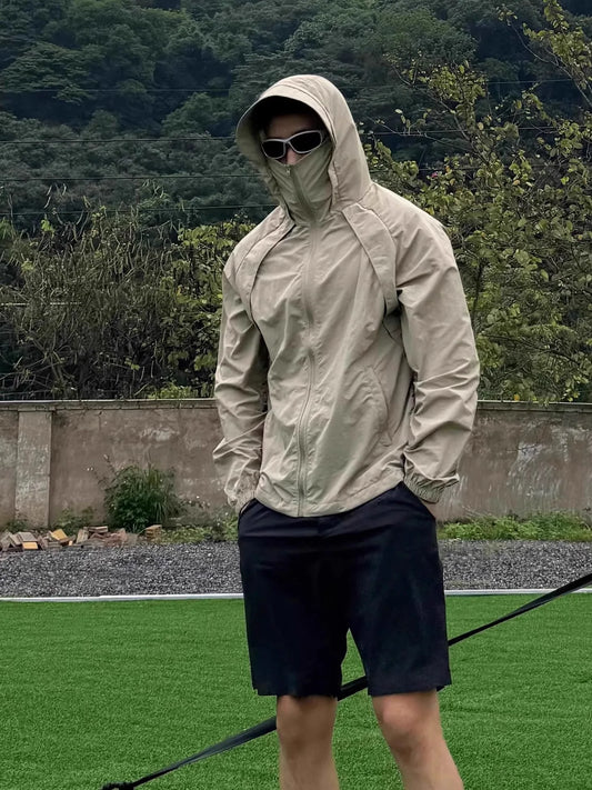 Ice Silk Hated Sun Protection Clothing Men's Summer Thin Breathable Outdoor Climbing Suit Workwear Jaet Loose Fit Casual En...