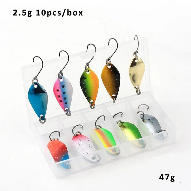 2.5g/3.5g/5g Fishing Kit Jig Spoon Lure Bait Set Hard Metal Spinner Wobbler Spoon Trout Bass Area Fishing Gear Lure Spoon Bait